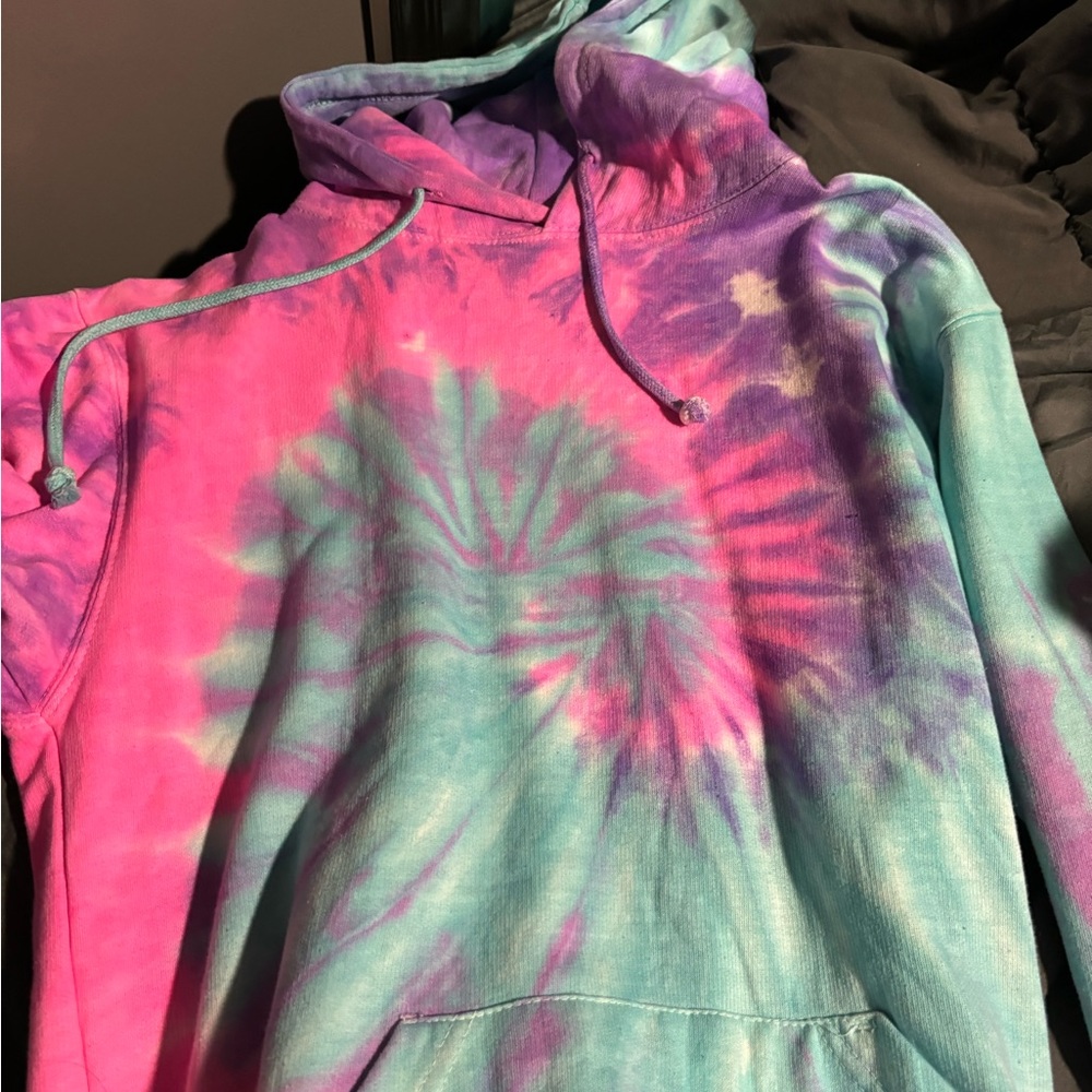 tie dye blue and pink sweatshirt